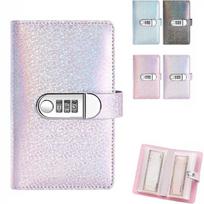Light-Up Combination-Lock Savings Notebook; Holds 100 Bills; Suitable For Saving Money; Made Of Pu Material.