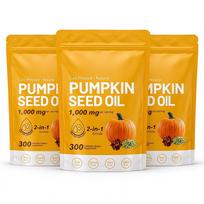 Pumpkin Seed Oil with Saw Palmetto Softgels 1000 mg – Cold Pressed Natural Formula – 300 Capsules 3PACK