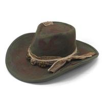 Vintage Western Cowboy Hat With Wide Brim For Sun Protection And Breathability žalia