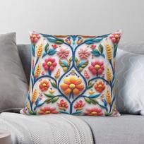 Ukrainian Cross Stitch Leaves Flowers Square Pillowcase Polyester Linen Velvet Printed Zip Throw Pillow Case Home Cushion Cover 40X40CM