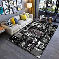 Rock Band Area Rug, Imagine Dragons Black White Photo Collage Radioactive Believer Demons Lyrics Print, Rock Decor, Non-Slip Mat 40x60cm( 15x23in ) gray