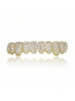 Gold Unisex 10-Tooth Zirconium Grillz - European & American Hip Hop Accessory white