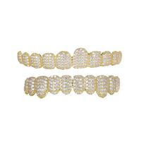 Gold Unisex 10-Tooth Zirconium Grillz - European & American Hip Hop Accessory beige