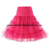 Retro Boneless Mesh Wedding Tutu Skirt Petticoat in Bold Colors XL (65 cm length) rožinė raudona spalva
