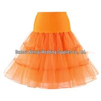 Retro Boneless Mesh Wedding Tutu Skirt Petticoat in Bold Colors M (65 cm length) orange