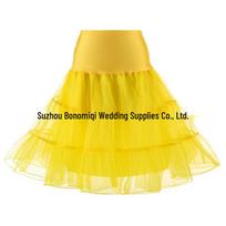 Retro Boneless Mesh Wedding Tutu Skirt Petticoat in Bold Colors L (65 cm length) geltona