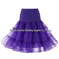 Retro Boneless Mesh Wedding Tutu Skirt Petticoat in Bold Colors S (65 cm length) violetinė