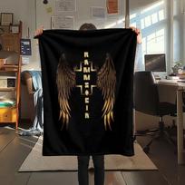 Rammstein Heavy metal band printing Flannel Blanket Bedroom Sofa Camping Warm blanket Gifts for family and friends-MJ001 80cm x 120cm black