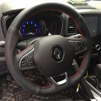 Customize Microfiber Leather Car Steering Wheel Cover For Renault Kadjar Koleos Megane Talisman Scenic Espace 15-18 Accessories Black Thread gray