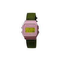 CASIO Custom Collection Quartz Movement Nylon Strap Watch Women's Watch Pink Watch Dial F-91WS-4 Green Strap, Yellow Dial, and Lens gray