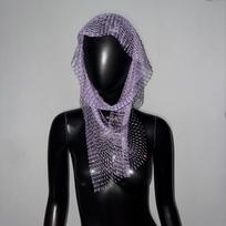 Cirkonio tinklinis skarelė-gobtuvas Blizgantis blizgučių tinklinis skarelės apdangalas veidui Boho festivalio vakarėlio klubo drabužiai Moteriškas mados aksesuaras One Size gray