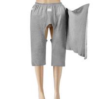 Adult Incontinence Care Pants Bedridden Patients Leg Fracture Full Side Zippers One-Piece Cotton Gray/Black L 100-125 cm gray