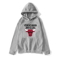 2025 NBA Bulls Vyriškas Madingas Pavasario/Rudens Džemperis su Gobtuvu - Europos ir Amerikos Stiliaus Palaidinė XL pilka
