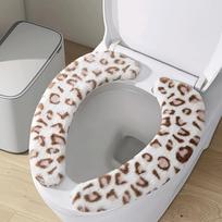Tualeto sėdynės užvalkalas, žieminis leopardo rašto šiltas flisas, itin storas lipnus plaunamas pliušinis sėdynės pagalvėlė, tinkamas rudeniui ir žiemai