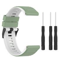 Silicone Wristband 26mm for Garmin d2 bravo / Garmin quaitx3/Garmin descent mk1 , with quick release balta/žalia