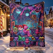 Poppy Playtime Pattern Blanket for Home Decoration, Bed, Sofa, Car Travel, Camping, Suitable for All Seasons, Birthday Christmas Gift 100cmx150cm