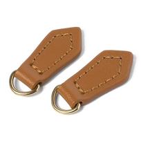 Juodas tikros odos deimanto formos užtrauktuko traukiklio priedas, rankomis siūtas (PJ053-054) brown