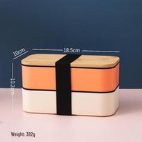 ZISIZ Double-Layer Lunch Box with Bamboo Lid orange