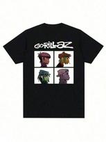 Gorillaz Punk Rock Band Print Unisex T-Shirt M gray