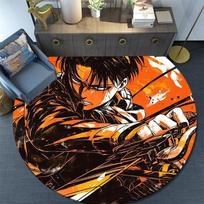Levi Ackerman,Round Area Rug,Carpet Rug for Living Room Bedroom Sofa Playroom Decor,Non-slip Floor Mat 120cmx120cm orange
