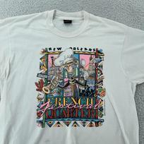 Vintage New Orleans Cartoon Lamp Post Chef T-Shirt L French Quarter Festival90s 4XL gray