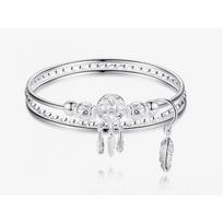 Three Lives Three Worlds 999 Sterling Silver Dreamcatcher Women's Bracelet - Stylish Pure Silver Jewelry, Perfect Birthday Gift white
