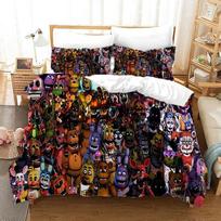 3D Print Bedding Set Freddy Wallpaper FNAF Five Nights Duvet Cover Set With Pillowcase 2/3pcs Bedroom Decoration Gift 135cmx200cm black