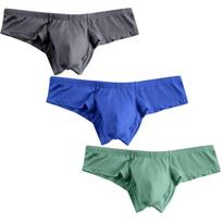 PHOLEEY Bikini Solid 3D Highly Convex Modal Underwear Men's Briefs, 3-Pack, T-Back, Color, Construction, (A3, XL) blue