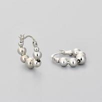 Vintage Golden Round Bead Hoop Earrings for Women Prevent Allergy Silver Punk Earring Party Jewelry sidabras