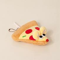 Adorable Pizza Slice Plush Cute Toy Doll Kawaii Food Keychain Soft Stuffed Bag Charm For Daily Use beige