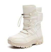 Winter Large-Size Outdoor Snow Boots Travel Mid-Tube Men's Boots Fashionable And Comfortable Non-Slip Cotton Shoes Plus Velvet 38 beige