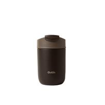 OutIn Kelioninė Termosinė Kavos Puodelis su Atverčiamu Dangteliu 350ml Nerūdijančio Plieno Puodelis Karštiems ir Šaltiems Gėrimams, Nevarvantis Dangtelis, black
