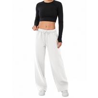 Women Casual Wide Leg Fleece Lined Sweatpants with Pockets Soft Elastic Waistband Comfortable Fit Lounge Pants for Everyday Wear XS balta