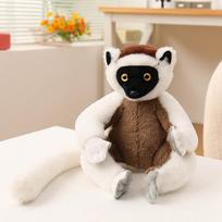 Simulation Five Lemurs Plush Toy Stuffed Ring-tailed Red-ruffed Lemur Wild Animal Long Tail Plushie Man Gift 27cm black