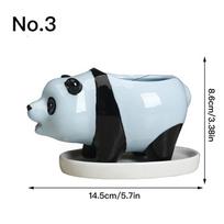 Keramikinis panda vazonas sultiniams gyvūnėlio formos vazonas namų dekoras stalo puošmenos bonsai vazonas sodo dekoracija No.3 white