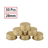 50 vnt. aliumininiai srieginiai butelių kamšteliai su putplasčio tarpine - Sandarūs daugkartiniai dangteliai kosmetikos indeliams ir buteliukams 28MM 50Pcs auksas