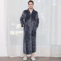 Poros sutirštintas flanelinis chalatas - Vyriškas didelio dydžio ir Moteriškas koralinis vilnas M (80-120 lbs, 150-160 cm) black