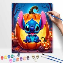 Disney Stitch Pumpkin Oil Painting Kit Home Bedroom Wall Decor Handmade Gift Art Crafts Halloween Holiday Funny DIY Painting Kit Set 20x30cm multi