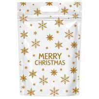 50pcs with Handles Christmas Sealing Bags Stand-up Design Packaging Bags  Xmas Holiday C white