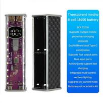 PD 22.5W 45w 8x18650 Power Bank Case LED Screen DIY Battery Box  For Smart Phone 22.5W-Black