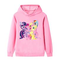 Naujas mergaičių My Little Pony draugiškas margintas ilgomis rankovėmis šiltas viršutinis drabužis Vaikų lauko madingas šiltas rudens ir žiemos džemperis su gobtuvu 130 pink