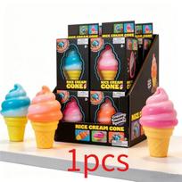Needoh Nice Cream Cone Reliever Fidget Toy Sensory Stress Anxiety Calm Down Adhd Non-Toxic Squeeze Stretch Toy For Kids Adults black
