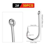 Saltwater Fishing Hooks With Barbs Eyelet Size 2-20 50/100pcs Per Pack Bottom Boat Angling Size 2 - 50 pcs