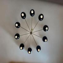 Vidurio amžiaus modernus Sputnik šviestuvas žalvarinis diabolo 10 šakų gray