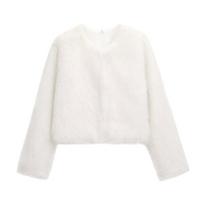 Moterų Cardigan Striukė Apvalia Kaklo Kišenė Kailinė Striukė Vienspalvė Laisva Suede Striukė Streetwear Vintag Viršutinis Drabužis S white