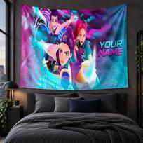 Personalized Tapestry Wall Hanging Kpop Demon Hunters Pattern Art Background Cloth 100cmx150cm pink