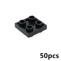 50PCS 1x1 1x2 2x2 1x4 w. knobs both sides Special Plates DIY Technical Bricks MOC Building Blocks Parts Creative Toys for kids black