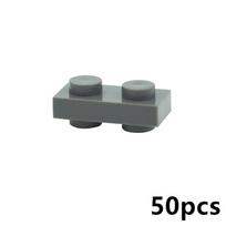 50PCS 1x1 1x2 2x2 1x4 w. knobs both sides Special Plates DIY Technical Bricks MOC Building Blocks Parts Creative Toys for kids gray