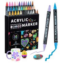 Acrylic Marker 36/60 Colors Dual Tip Paint Pens for Rock Wood Canvas Glass Ceramic Art Supplies gray