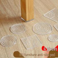 Silikoniniai neslystantys baldų kojelių padukai stalams, kėdėms, lovoms ir sofoms Square 4cm 4pcs skaidri